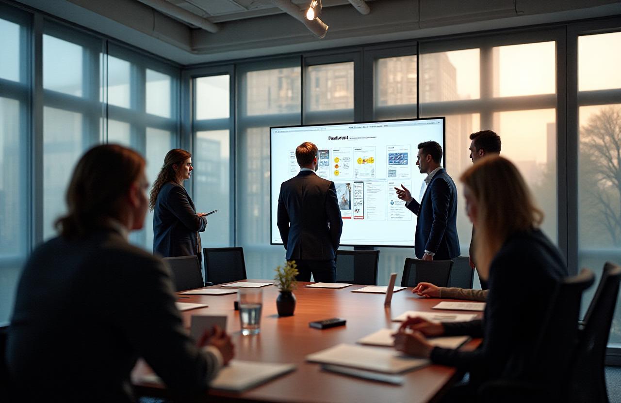 Professional branding strategy session with data visualization